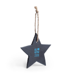 Zwarte stervormige hanger met touw Star kleur zwart weergave met bedrukking