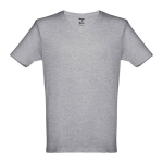 Unisex katoenen t-shirts met logo 150 g/m2 THC Athens kleur gemarmerd grijs eerste weergave