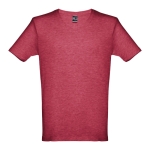 Unisex katoenen t-shirts met logo 150 g/m2 THC Athens kleur gemarmerd rood