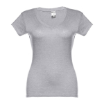Getailleerde dames t-shirt met v-hals en katoen 150 g/m2 THC Athens kleur gemarmerd grijs eerste weergave
