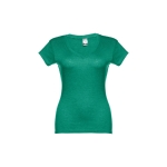 Getailleerde dames t-shirt met v-hals en katoen 150 g/m2 THC Athens kleur gemarmerd groen eerste weergave