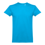 Gekaarde katoenen unisex T-shirts 190gsm THC Ankara kleur cyaan blauw