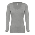 Dames T-shirts van katoen 150 g/m2 THC Boekarest kleur gemarmerd grijs eerste weergave