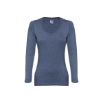 Dames T-shirts van katoen 150 g/m2 THC Boekarest kleur gemarmerd blauw eerste weergave