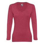 Dames T-shirts van katoen 150 g/m2 THC Boekarest kleur gemarmerd rood