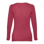 Dames T-shirts van katoen 150 g/m2 THC Boekarest kleur gemarmerd rood