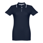 Gepersonaliseerde polo's voor dames van tweekleurig katoen 210 g/m2 THC Rome kleur marineblauw