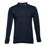 Polo's met lange mouwen van katoen 210 g/m2 THC Bern kleur marineblauw