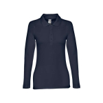 Polo voor dames met lange mouwen van 210 g/m2 katoen THC Bern kleur blauw eerste weergave