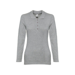 Polo voor dames met lange mouwen van 210 g/m2 katoen THC Bern kleur grijs eerste weergave