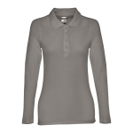 Polo voor dames met lange mouwen van 210 g/m2 katoen THC Bern kleur donkergrijs eerste weergave