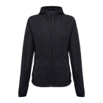 Getailleerde fleece jas van polyester 260 g/m2 THC Helsinki kleur zwart
