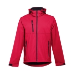 Softshell jassen met capuchon polyester 280 g/m2 THC Zagreb kleur rood eerste weergave