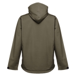 Softshell jassen met capuchon polyester 280 g/m2 THC Zagreb kleur miliair groen
