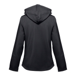 Dames softshell jassen met capuchon polyester 280 g/m2 THC Zagreb kleur zwart