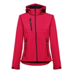 Dames softshell jassen met capuchon polyester 280 g/m2 THC Zagreb kleur rood