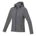 Softshell jas met capuchon voor dames, polyester 300 g/m2 Elevate Life kleur grijs