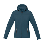 Softshell jas met capuchon voor dames, polyester 300 g/m2 Elevate Life kleur cyaan blauw tweede weergave voorkant