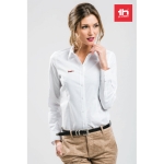 Dames overhemd van katoen en polyester 130 g/m2 THC Tokyo kleur wit luxe weergave