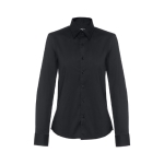 Dames overhemd met logo van katoen en polyamide 115 g/m2 THC Paris kleur zwart eerste weergave