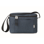 Gemarmerde RPET koeltas met logo met capaciteit voor 6 blikjes kleur blauw derde weergave