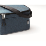 Gemarmerde RPET koeltas met logo met capaciteit voor 6 blikjes kleur blauw foto bekijken achtste weergave