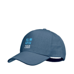 Baseball cap bedrukken met 5 panelen Eco Soft kleur blauw weergave met bedrukking