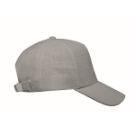 Baseball cap om te bedrukken 5 panelen kleur grijs derde weergave