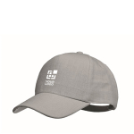 Baseball cap om te bedrukken 5 panelen kleur grijs weergave met bedrukking