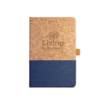 Notitieboekje met kurken omslag A5 Greener Colors kleur blauw afbeelding met logo 2