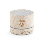 Draagbare bluetooth speaker van strovezel met 3W vermogen kleur naturel afbeelding met logo