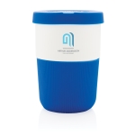 Duurzame PLA grote koffiebeker personaliseren 380ml Funny kleur blauw weergave met logo