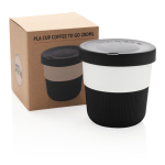 Eco duurzame koffiebekers bedrukken, grip en deksel 280ml Barista kleur zwart weergave met doos