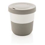 Eco duurzame koffiebekers bedrukken, grip en deksel 280ml Barista kleur grijs