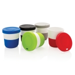 Eco duurzame koffiebekers bedrukken, grip en deksel 280ml Barista kleur groen algemene weergave