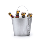 Metalen emmer met handvat voor drankjes inclusief flesopener Bieremmer kleur zilver  negende weergave