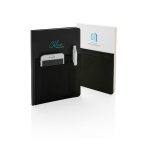 Notitieboek met A5 gelinieerde pagina's Smart Pocket kleur zwart diverse weergaves met logo