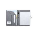 Schrijfmap met logo 600D RPET A4 Mottled Grey