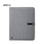 Schrijfmap met logo 600D RPET A4 Mottled Grey