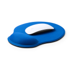 Promotionele polyester muismatten met polssteun kleur blauw vijfde weergave