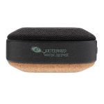 Kleine waterdichte speakers met kurken basis EcoCork Mini kleur zwart weergave met logo