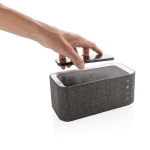Rechthoekige stoffen bluetooth speaker met oplader Broadcast kleur grijs derde weergave