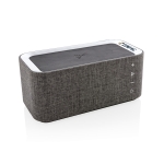 Rechthoekige stoffen bluetooth speaker met oplader Broadcast kleur grijs weergave met logo