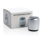 Bluetooth speaker Pocket kleur zilver weergave met doos