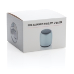 Bluetooth speaker Pocket kleur zilver tweede weergave met doos