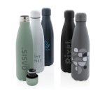 Stalen thermosflessen 500ml Lifestyle Premium kleur mintgroen diverse weergaves met logo