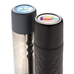 Gepersonaliseerde stalen thermosfles met modern design 500ml Modern kleur grijs diverse weergaves met logo