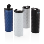 Originele thermosbeker personaliseren roestvrij staal 350ml Geometrisch kleur zwart diverse weergaves met logo