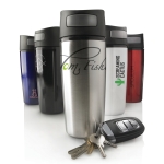 Bedrukte thermosbekers met one-touch opening 300ml Origineel kleur zwart diverse weergaves met logo