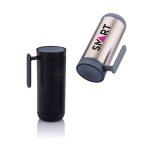 Kleine bedrukte thermosbeker met one-touch-opening 225 ml Klik kleur zwart diverse weergaves met logo